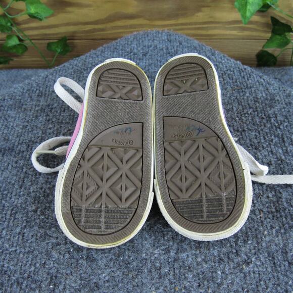 Converse Girls Sneaker Mid Top All‎ Star Sz T 5 Medium Pink Fabric Lace Up - Picture 5 of 5